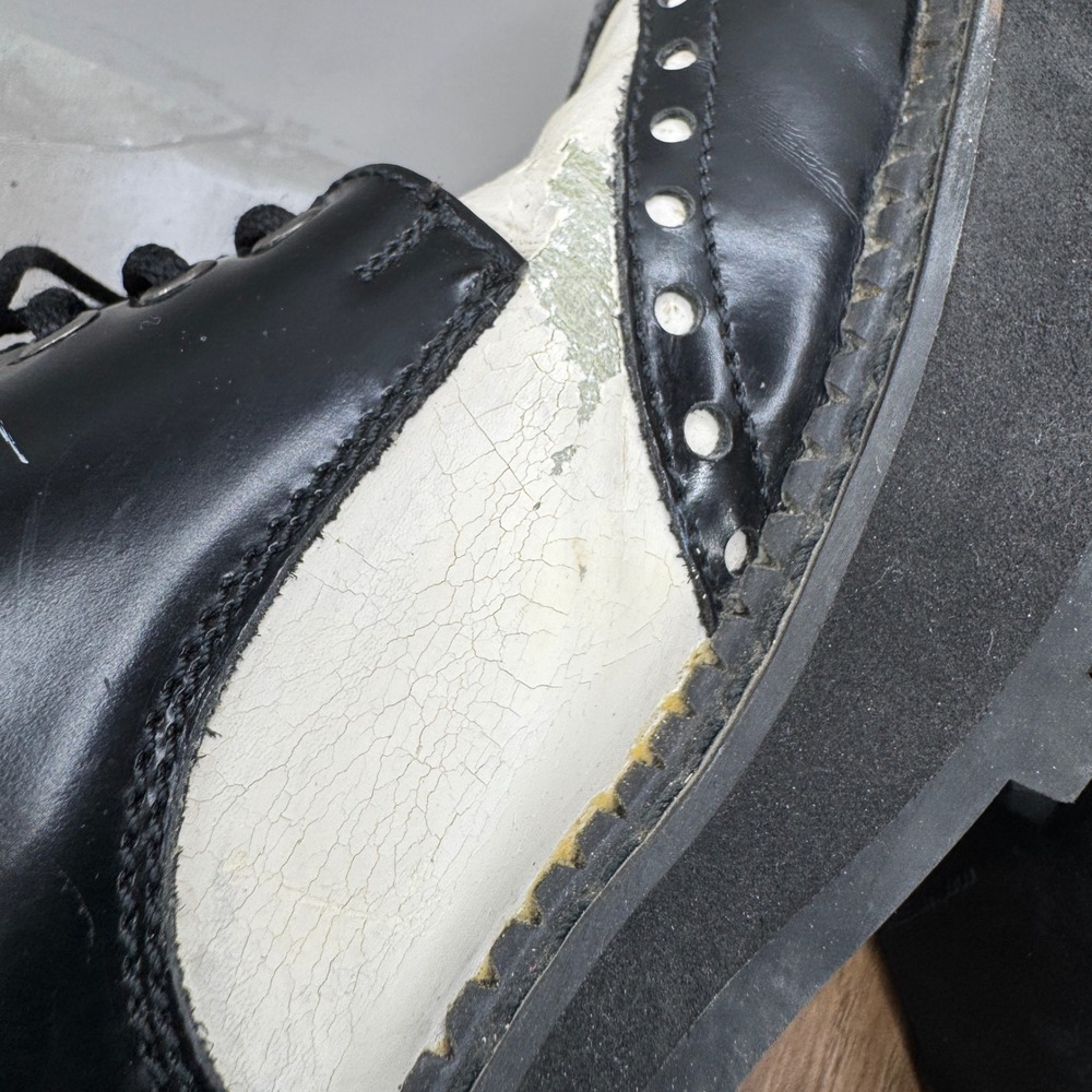 Bed Stu Platform Wingtip Oxfords 9.5 Black White Goth Grunge Chunky Lug Sole - Picture 7 of 15